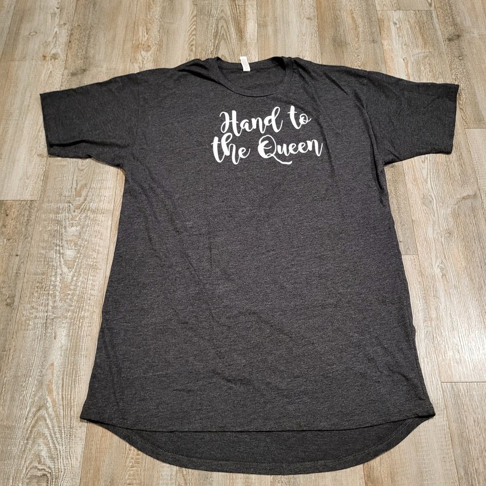 Canvas Heathered Charcoal Grey Hand to the Queen Graphic Print T-Shirt Womens XL